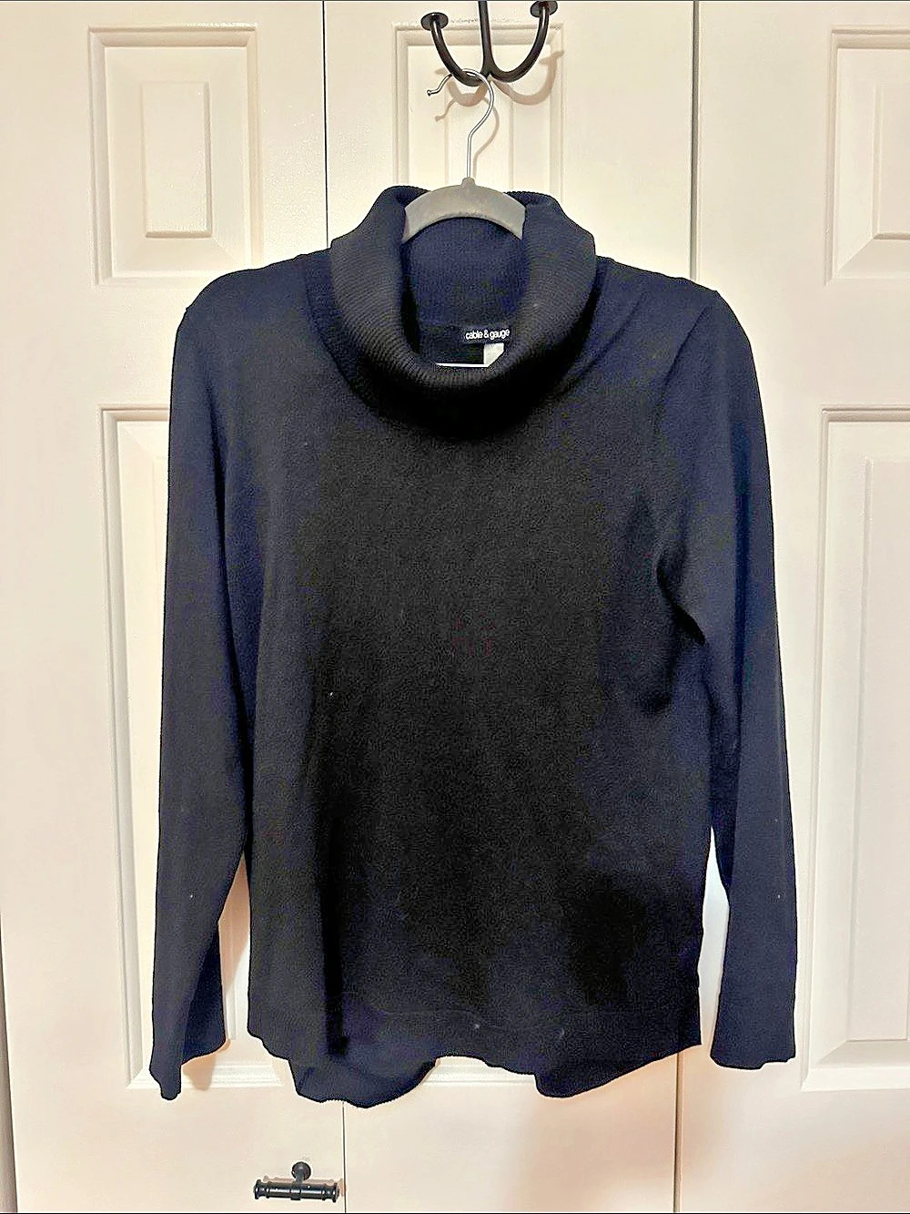 cable & gauge Button Back Turtleneck Sweater Black Large